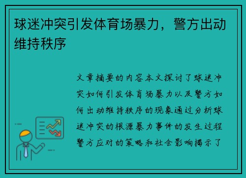 球迷冲突引发体育场暴力，警方出动维持秩序